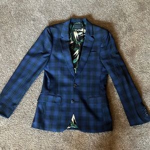 Blue and Green plaid Suit Top